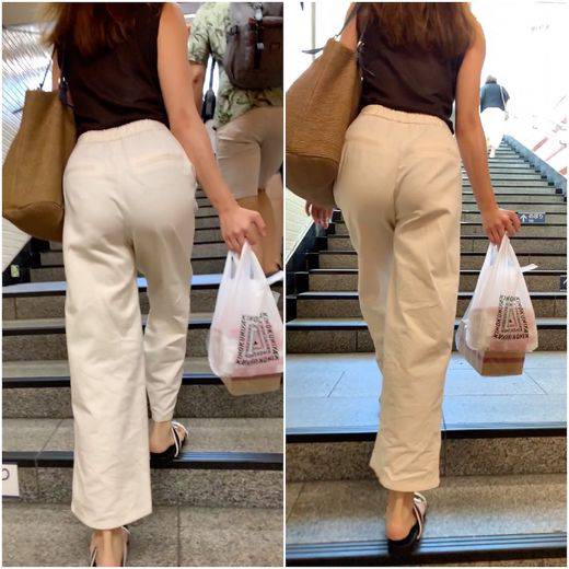 《ワケあり着衣尻》　No.667【２名のワイドパンツ着衣尻】　サンプル画像1