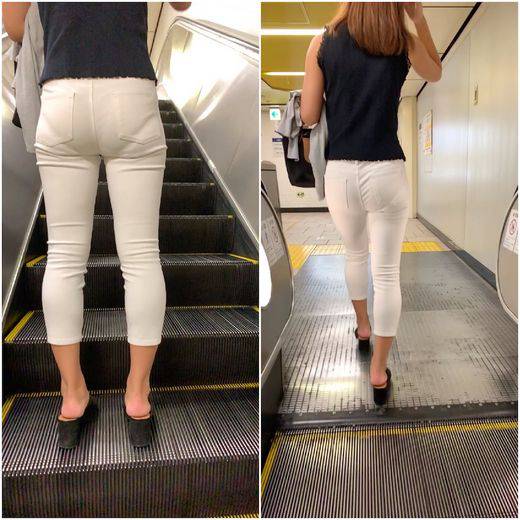 《逆富士山がくっきり！！》　No.695【Vol.1・真っ白なパンツが下半身にピッタリ張り付く着衣尻】　サンプル画像1