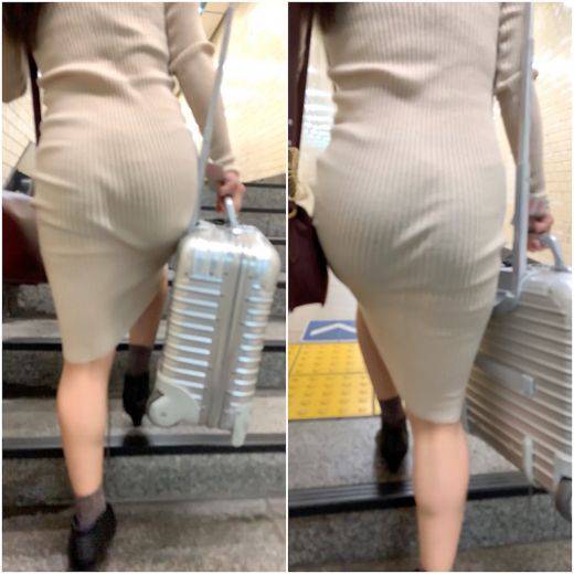 《Suitcaseを持った着衣尻が堪らない！》 No.794【おっ、透け感エロい！エロいフェロモンをまとった旅行中のGAL】　サンプル画像1