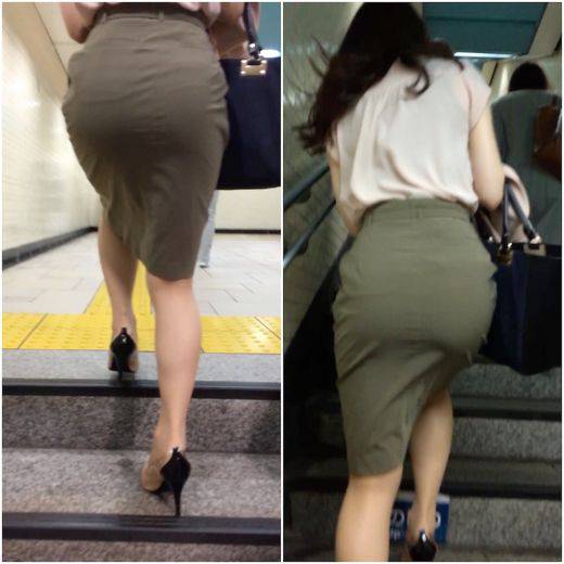 《人気作品の再編集・エロいグリーン色の着衣尻③》 No.830【プリッと感が凄いOLのタイトスカート姿】　サンプル画像1