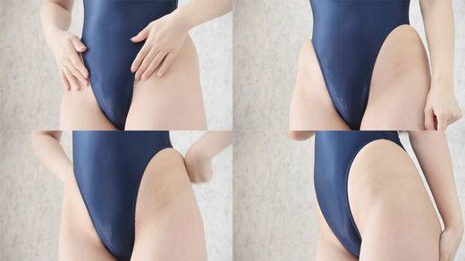 【フェチ動画】股間とお尻にピッタリと包み込む女子大生のハイレグ競泳水着　サンプル画像1