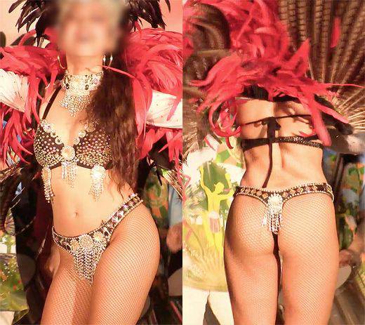 女子大生サンバダンサー達が絢爛豪華に屋内ステージで踊るサンバイベント　サンプル画像1