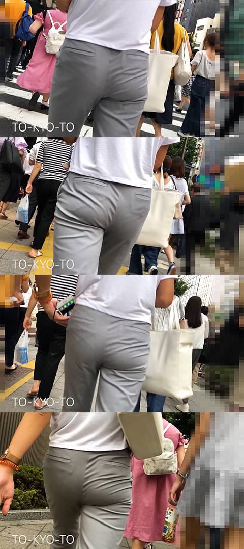 【FHD 60fps】スーツのお尻：2回目の登場。グレーパンツOL　サンプル画像2