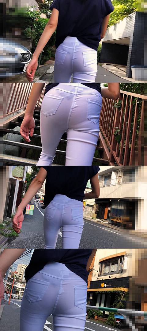 【FHD 60fps】お姉さんのお尻：透けパンでコンビニへ　サンプル画像1