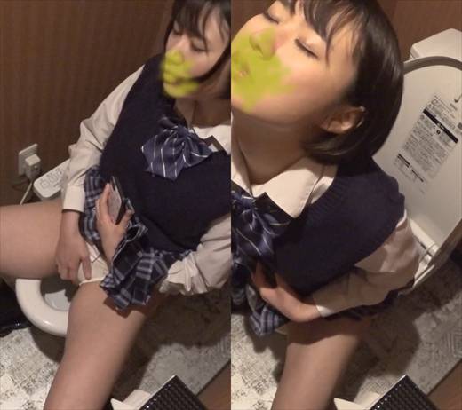 デパートのトイレでこっそりオナニーしちゃうJK③ サンプル画像1
