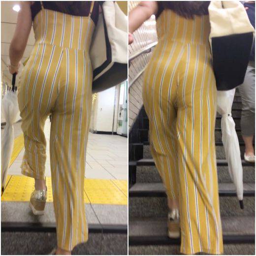 《Part3・Hな洋服を着たがるJD》 No.1048【痺れるぷるるん感!美形JDのストライプロンパース着衣尻】 サンプル画像1