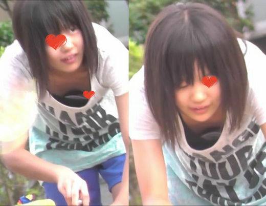 水遊びに夢中なＣちゃん胸チラ　サンプル画像1