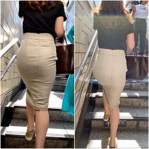 《美しいフォルムにタイト感》 No.1092【ベージュスカートで美尻を見せつける綺麗なお姉さん】　サンプル画像3