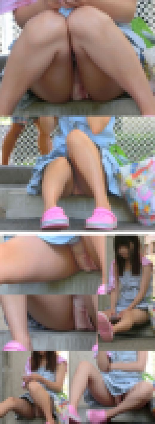 【限定無修正高画質版】ゆるゆるパンツの隙間に視線釘付け！ろり少女のきわど過ぎるパンチラ盗撮♡　サンプル画像2