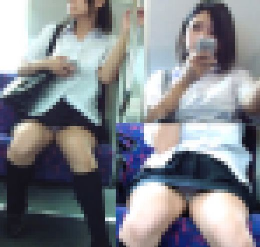 電車内にて制服女子の盗撮対面パンチラ動画 サンプル画像2