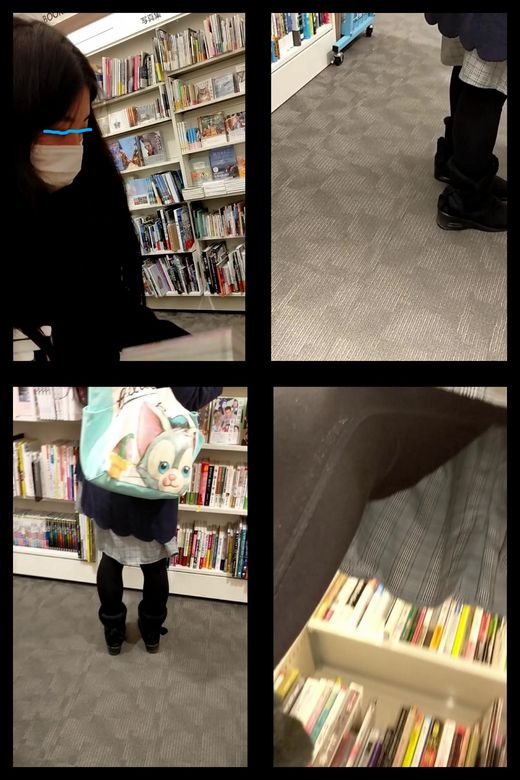 【スマホで逆さ撮り53】仕事帰り冬の時期、おしゃれよりも防寒対策　黒タイツ長めスカートだが、スカート内盗撮される【素人盗撮】　サンプル画像2