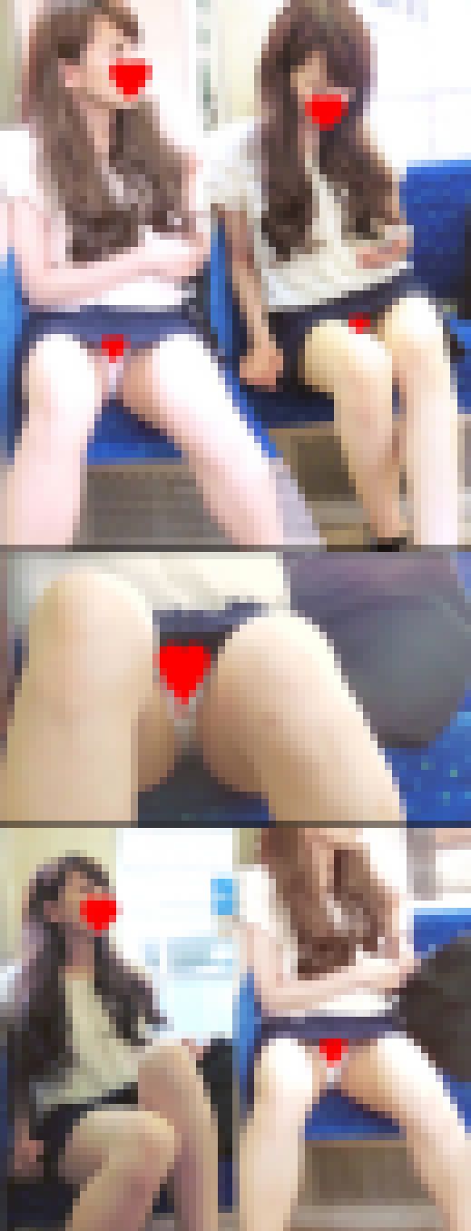 《電車盗撮2本セット》美少女達の丸見えパンチラ盗撮動画2セット　サンプル画像3