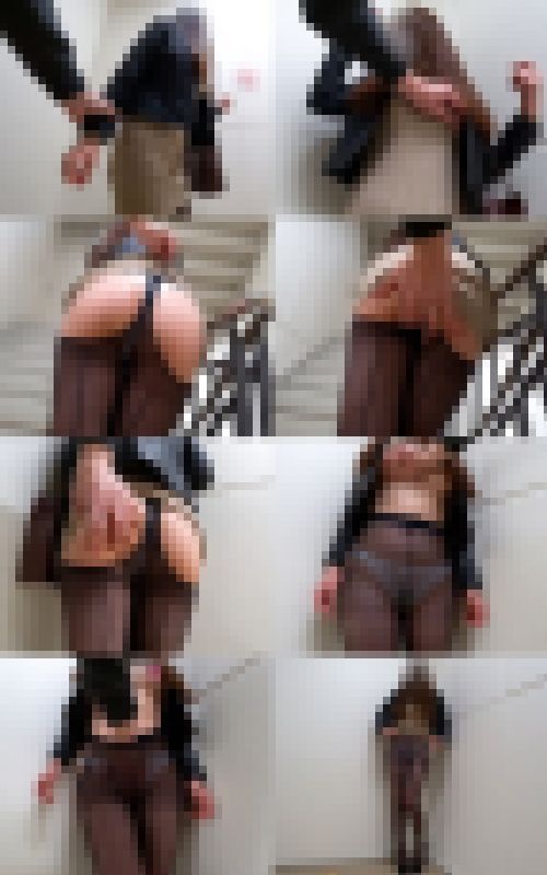 【ミニワンピ探訪】☆大胆に切り抜かれた黒パンストからお尻丸見え！肌触り抜群のつるつるゆで卵肌尻をしつこくお触り中！_前編_　サンプル画像2