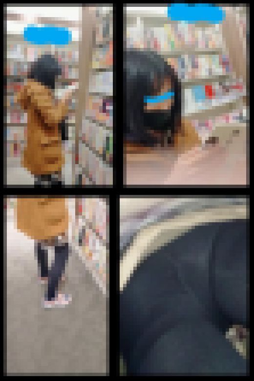 【スマホで逆さ撮り76】立ち読み中のミニスカ黒タイツ女子のスカート内を盗撮【素人撮影】　サンプル画像1