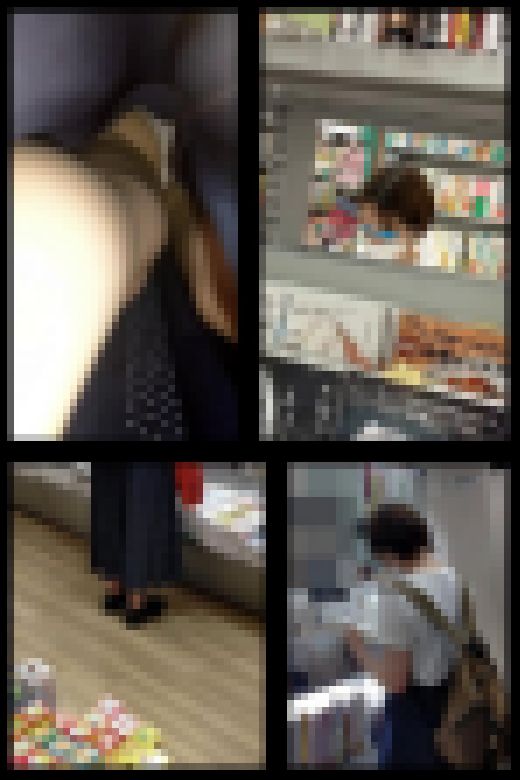 【 スマホで逆さ撮り94】しっかり女子　立ち読みの隙をつき、スカート奥の生パンティ撮影【素人盗撮】　サンプル画像1
