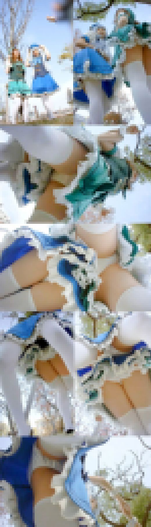 【コスプレイヤー4人】ごち○さの2人組レイヤーに組体操ポーズをローアングル撮影　サンプル画像1