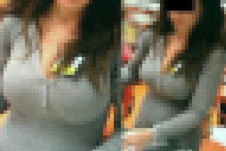 【フルHD】名札が谷間にはさまった爆乳店員！　サンプル画像2