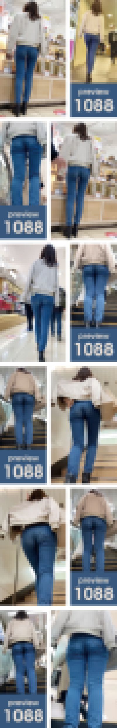 【1088】萌え袖トリックアート?本当の腕は荷物でいっぱい!ピチピチスキニージーンズ女子 サンプル画像3