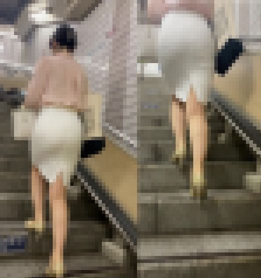 【白タイトスカート】通勤中のお尻セット④ サンプル画像1