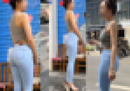 2K動画　スキニージーンズのセクシーお姉さん１　揺れる尻肉　サンプル画像2