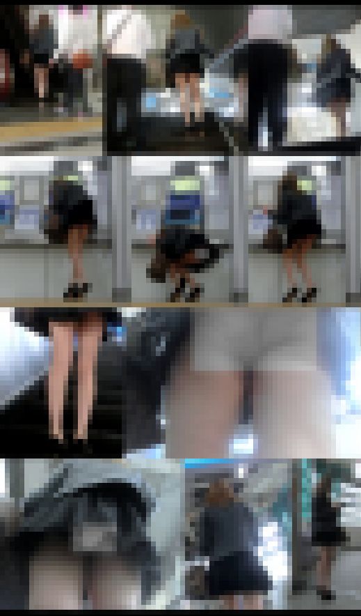 駅構内でモデル系美女が前屈みして生尻モロ出しパンチラ！めくり&パンチラ盗撮動画FHD　サンプル画像1