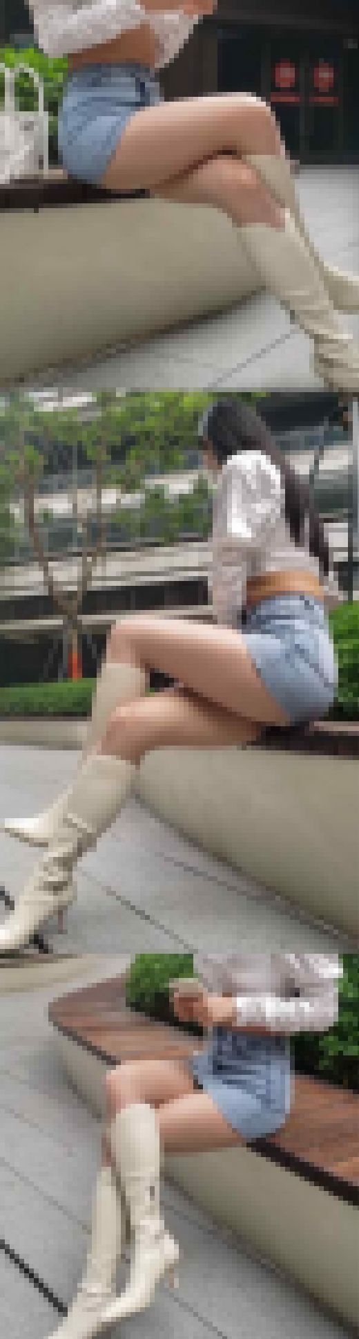 フルHD　生足＆ミニスカジーンズで街をゆく！　サンプル画像1