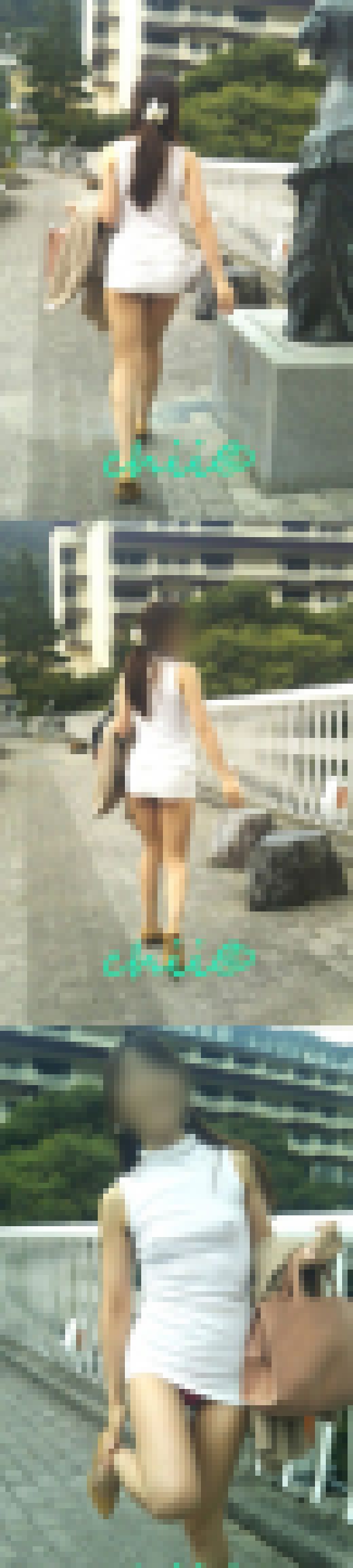 【個人撮影】有名温泉街 昼間の露出散歩 はみ尻 ぷっくり乳首　サンプル画像2