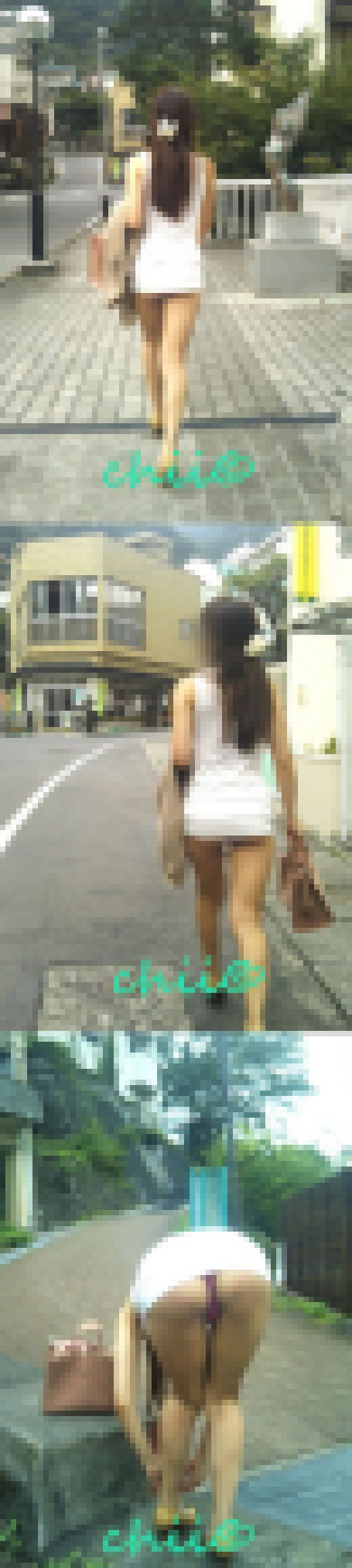 【個人撮影】有名温泉街 昼間の露出散歩 はみ尻 ぷっくり乳首　サンプル画像3