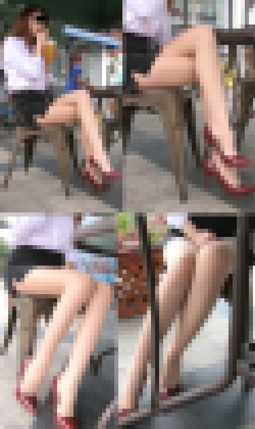 【フルHD】パンスト美人OL 机の下の股間と足裏 サンプル画像2
