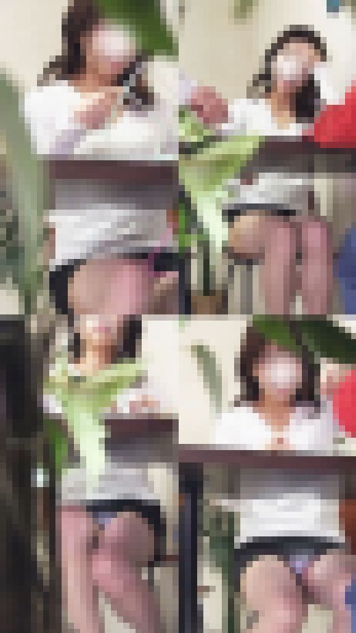営業さんからのバレンタイン？テーブル下の丸見えパンティ　サンプル画像1