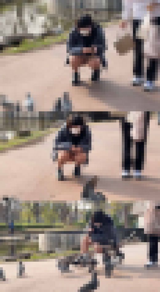 【パンチラ盗撮】幼い残る女子のパンツと飛び立つ鳩。イチャつくカップルの餌やり一部始終 サンプル画像2