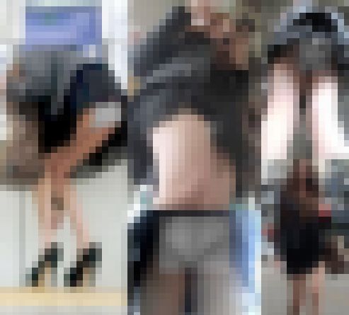 駅内にて神スタイル美女が前屈みして生尻モロ出しパンチラ！めくり&パンチラ盗撮動画FHD　サンプル画像3