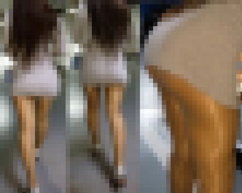 【高画質】ハミ乳首の爆乳タイトミニのデカ尻しゃがみ！　サンプル画像3