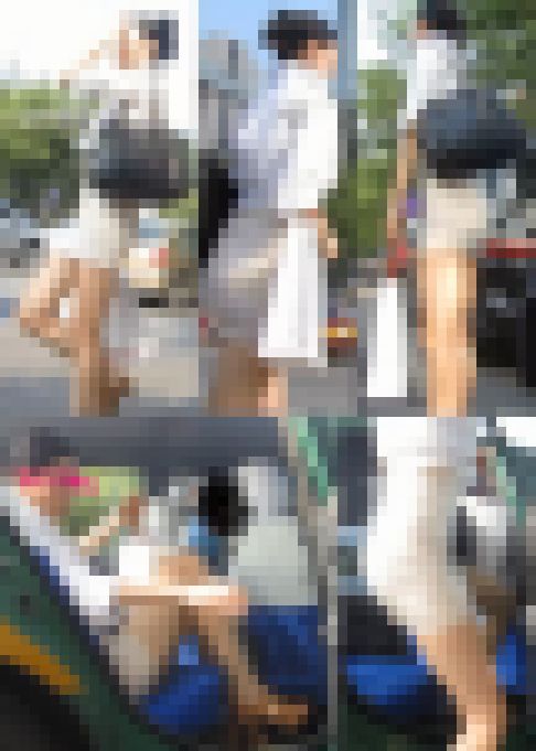 【スレンダー過ぎるOLお姉さんをタクシーに乗る込む瞬間まで粘着してww逆さ撮り！】　サンプル画像2