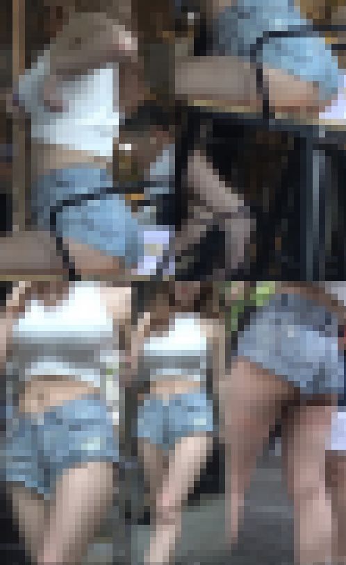 高画質 カフェの強烈ハミ尻・巨乳ギャル! サンプル画像2