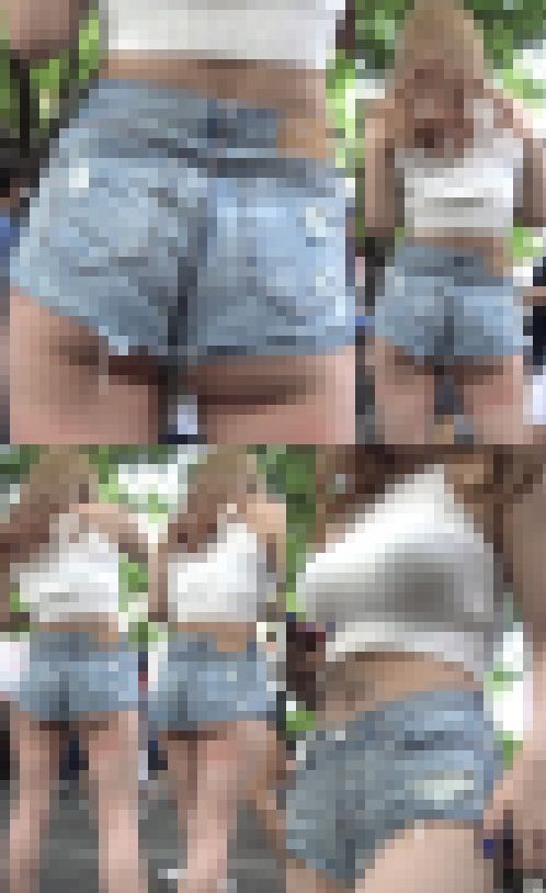 高画質 カフェの強烈ハミ尻・巨乳ギャル! サンプル画像3