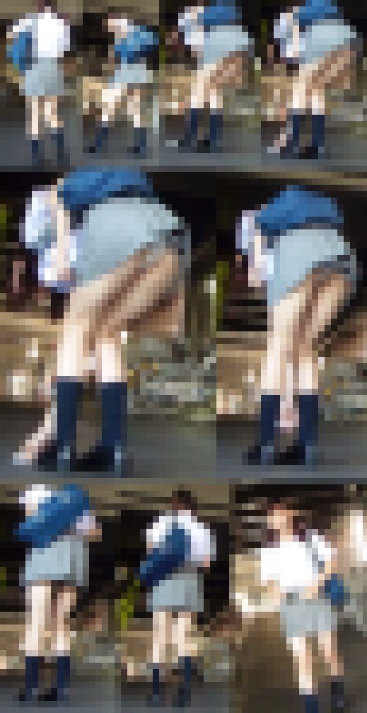 制服美少女が生尻もろ出しパンチラ!卑猥なワレスジくっきり!Pチラ盗撮動画 サンプル画像2