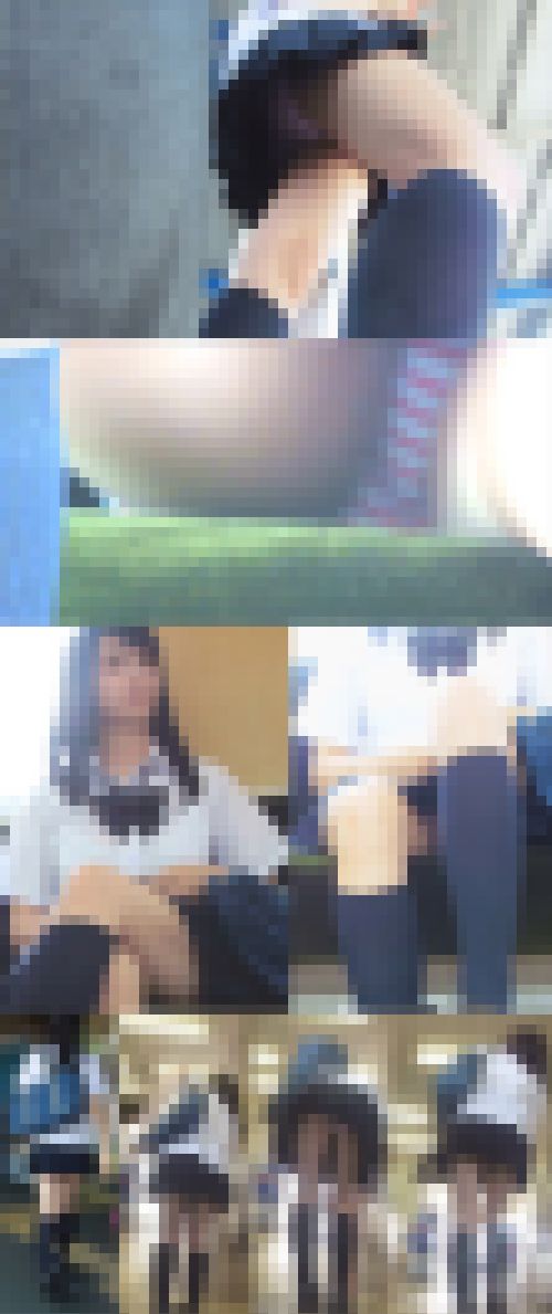 【電車対面パンチラ盗撮 】ホームと電車内での制服美少女盗撮動画 サンプル画像1