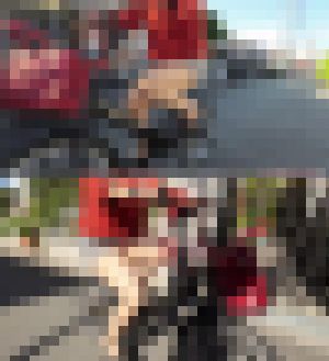 50代熟女のミニスカパンスト自転車　サンプル画像2