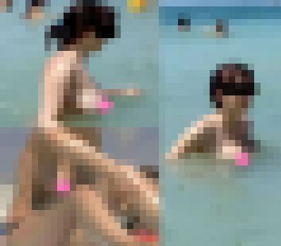 【フルHD】海水浴場で突然ブラを外して!10 ノーブラ巨乳 サンプル画像1