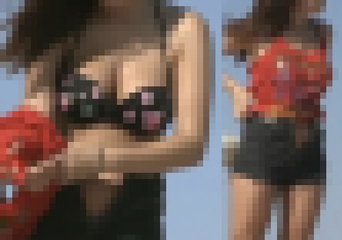 【フルHD】海水浴場で突然ブラを外して!17 ノーブラ乳揺れ サンプル画像3