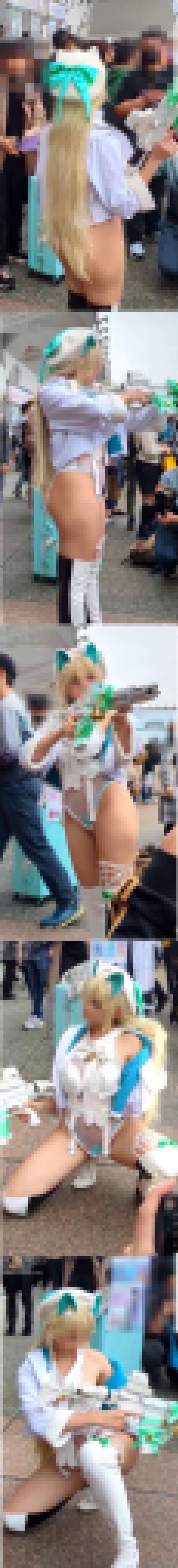 【M字開脚♡】極小パンツ丸出し痴女レイヤー！下半身ノーガードで勃起を誘発する悪い痴女【ケツ丸出し♡】　サンプル画像3