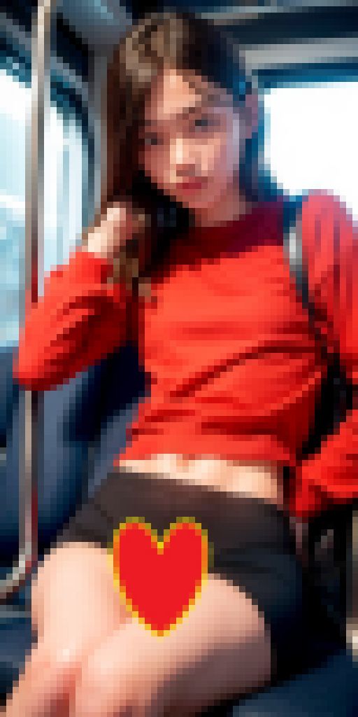 【実写風】電車内でなぜかパンツ丸出しの女の子を撮影してきたｗｗ　サンプル画像1