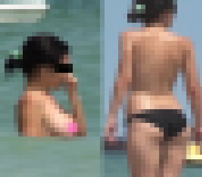 【フルHD】海水浴場で突然ブラを外して！２４ ノーブラ乳揺れ　サンプル画像1