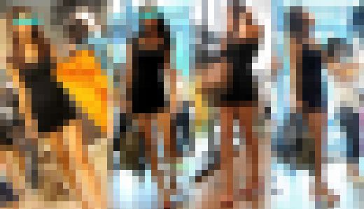 【盗撮】むちむちボディコンワンピから繰り出される喰い込みTバックを逆さ撮り！！　サンプル画像1