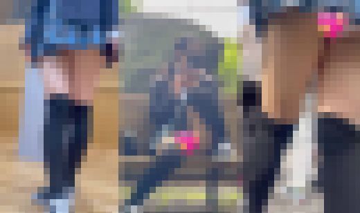 女子校生盗撮日記29 続・青チェックミニマム童顔ツインテ女子校生を野外で盗撮【※声出し有り】　サンプル画像2