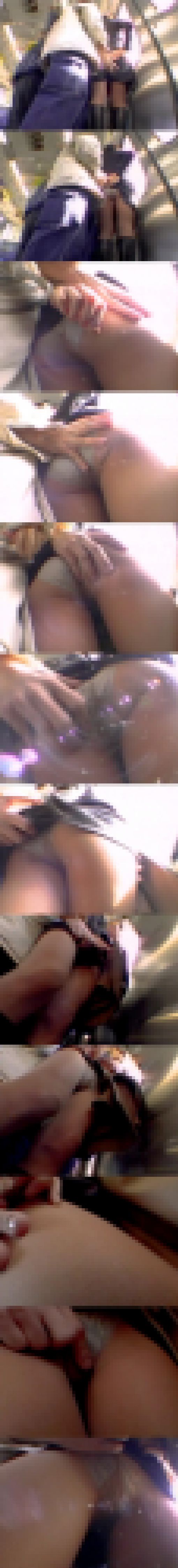 素人OL痴漢アルバイト2人(お友達と一緒)パンストの上から撫でるだけ サンプル画像1