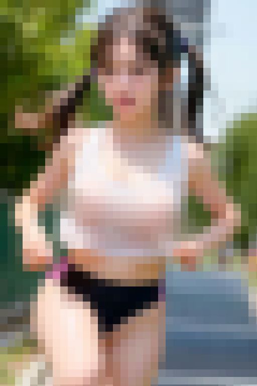 ♡汗で乳首透け編♡ピタピタえっちで羞恥なランニング画像集　サンプル画像1