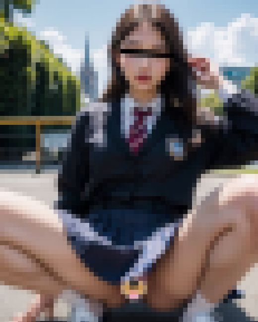 【清純女学生】教室や街中で下品にアソコ露出　サンプル画像1