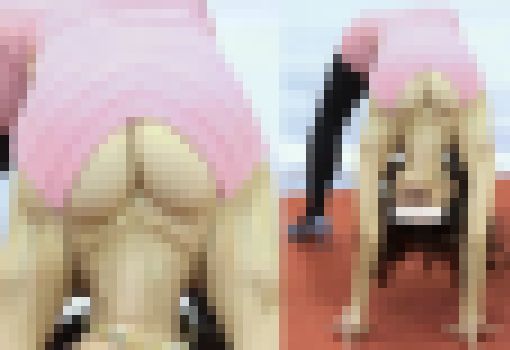 いきなりブリッジする巨乳!パンチラも サンプル画像1